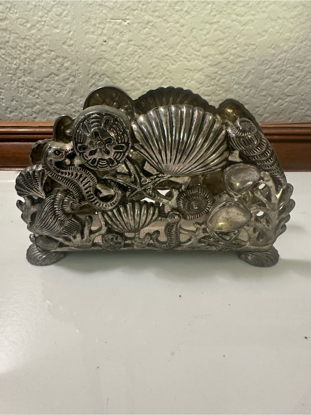 Godinger Silver-Tone Ocean Shell & Seahorse Napkin Holder